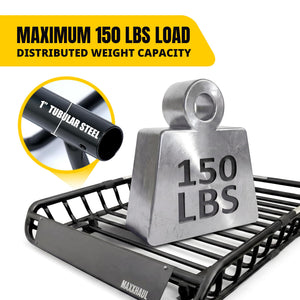 Steel Roof Rack Cargo Basket with Side Rails