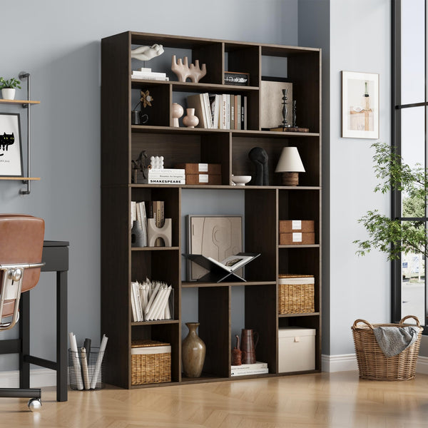 71" H Large Bookshelf Bookcase with 16 Open Cube Shelves