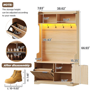 Farmhouse Hall Tree with Bench & Shoe Storage