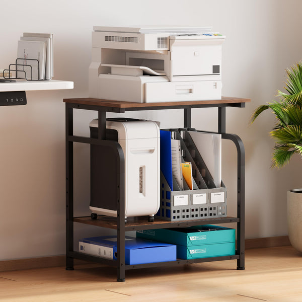 3-Tier Rolling Printer Stand with Adjustable Shelf