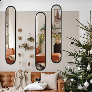 Full Length Oval Wall Mirror with Metal Frame