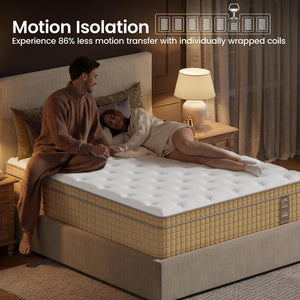 Queen Hybrid Mattress 14 Inch – Pocketed Coil, Cooling Gel, Lumbar Support