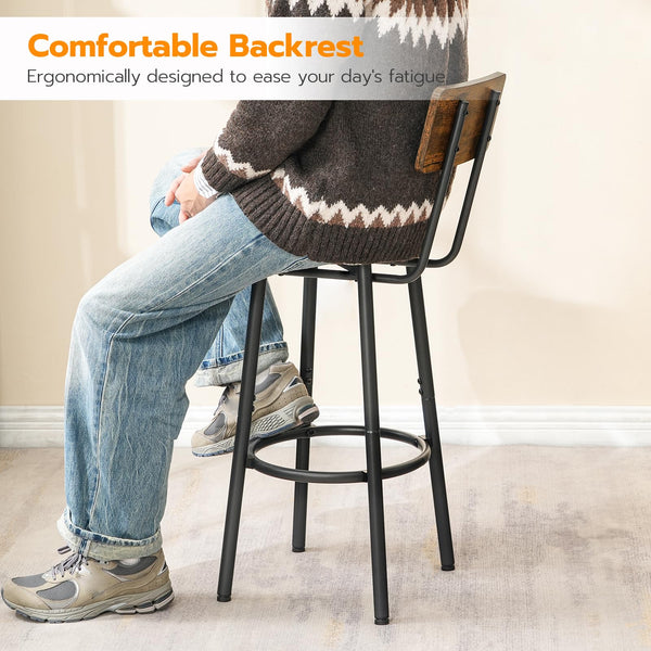 Round Bar Stools Set of 2 with Back