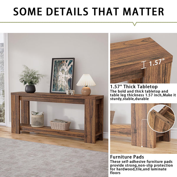 70.9" Extra Long Console Table with Storage – 2-Tier Farmhouse Entryway Table
