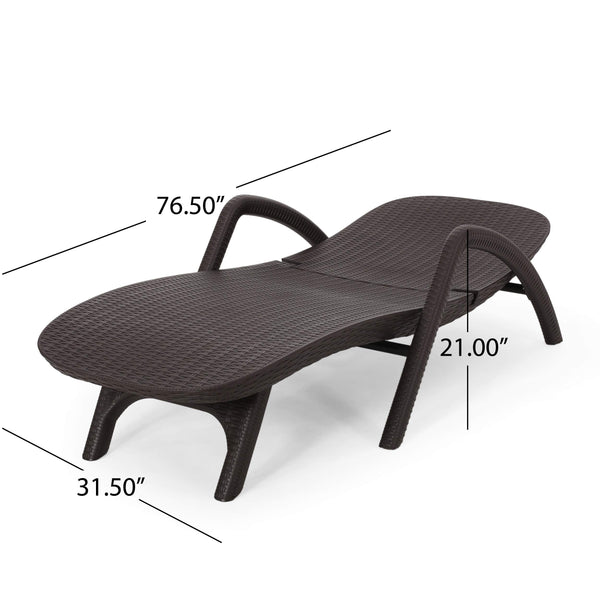 Outdoor Faux Wicker Chaise Lounge – Dark Brown