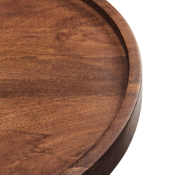 Round Wood Side Table with Tray Top