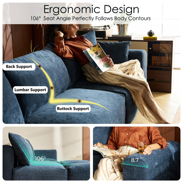 91" Chenille Sectional Loveseat Sofa