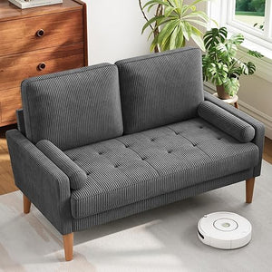 2-Seat Loveseat Sofa with Solid Wood Legs