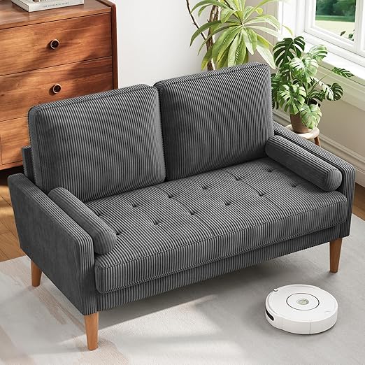 2-Seat Loveseat Sofa with Solid Wood Legs