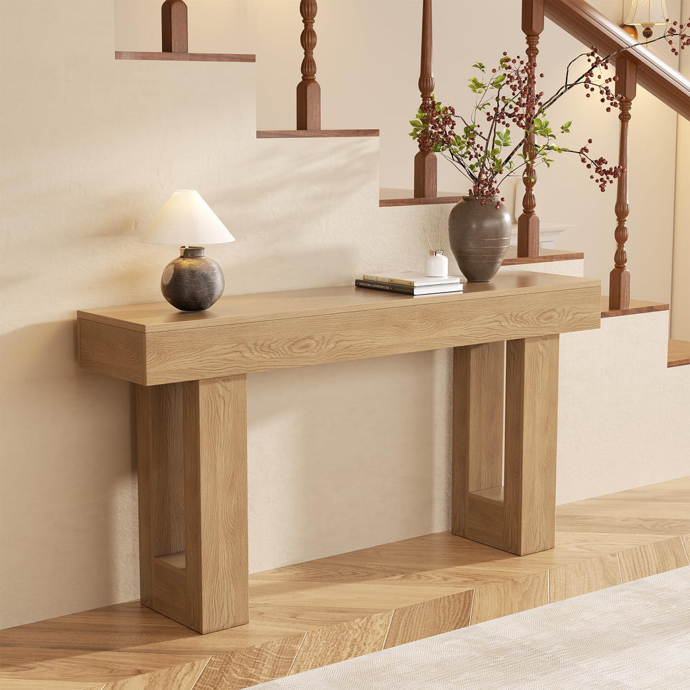 63-Inch Farmhouse Console Table – Entryway Sofa Table with Lower Shelf