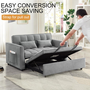 Convertible Loveseat Sofa Bed with USB Charging & Side Table