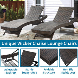 Outdoor Rattan Reclining Chaise Lounge Chair