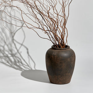 Brown Ceramic Oval Vase – Farmhouse & Zen Décor