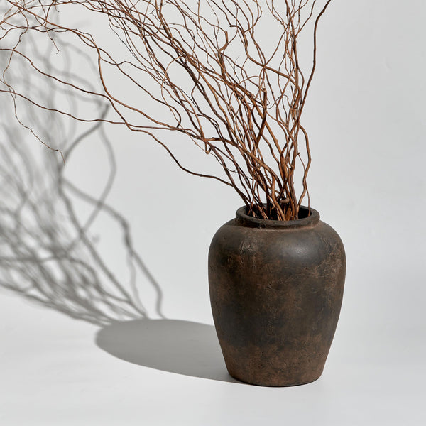 Brown Ceramic Oval Vase – Farmhouse & Zen Décor