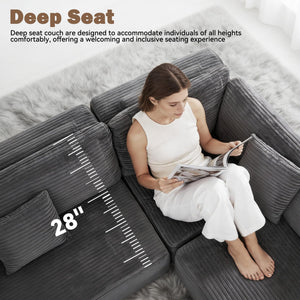 U-Shaped Sectional Sofa 8-Seater Modular Boneless Couch