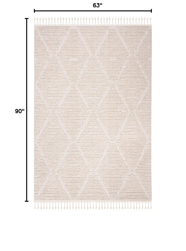 Moroccan Shag Area Rug – 5'3" x 7'6" Geometric Diamond Pattern