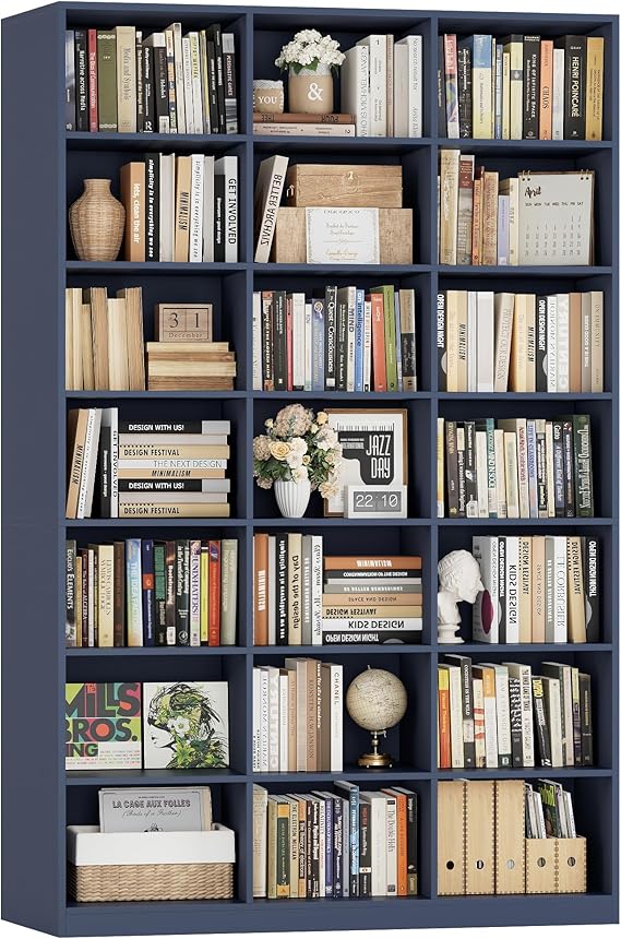 86" Tall 21-Cube Bookshelf – 7-Tier Open Storage Bookcase