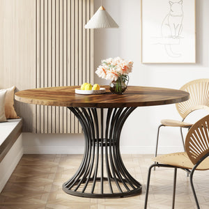 47-Inch Round Dining Table with Metal Base