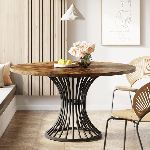 47-Inch Round Dining Table with Metal Base