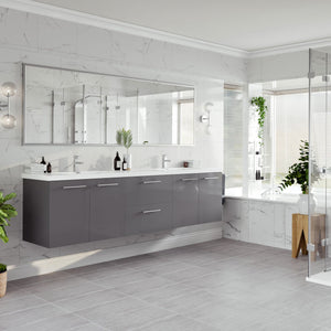 84-Inch Wall Mount Double Sink Bathroom Vanity with Acrylic Top