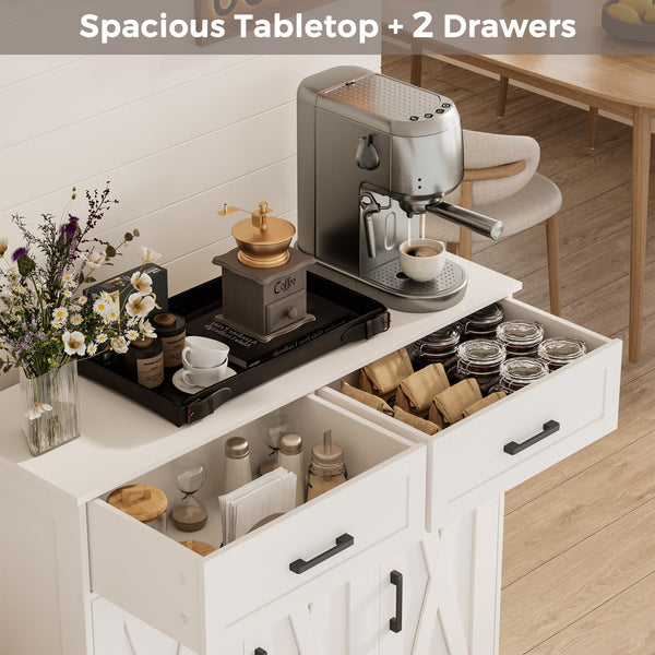 Sideboard Buffet Cabinet with Drawers, Doors & Adjustable Shelves
