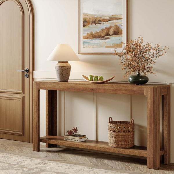 63-Inch 2-Tier Farmhouse Console Table