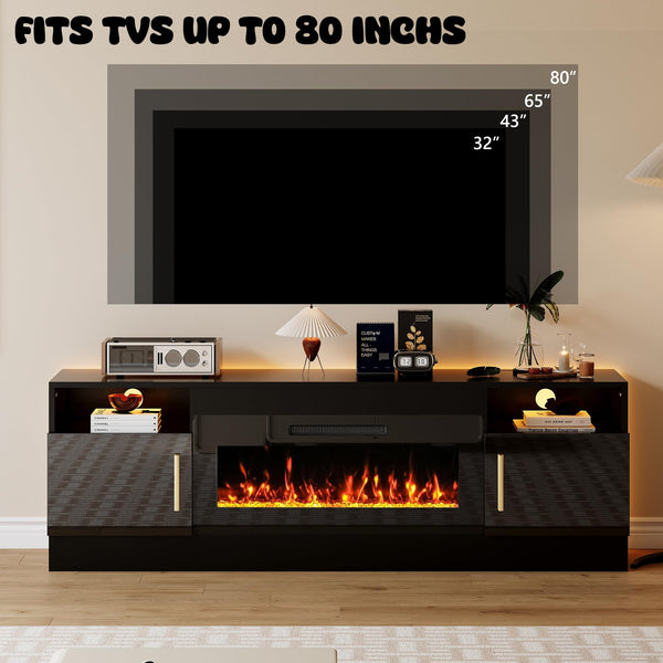 70-Inch Electric Fireplace TV Stand with LED Console