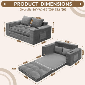 Convertible Loveseat Sofa Bed with Cup Holders