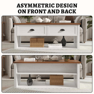 Farmhouse Coffee Table with Storage Shelf
