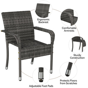 Stackable Outdoor Rattan Dining Chairs Set of 2