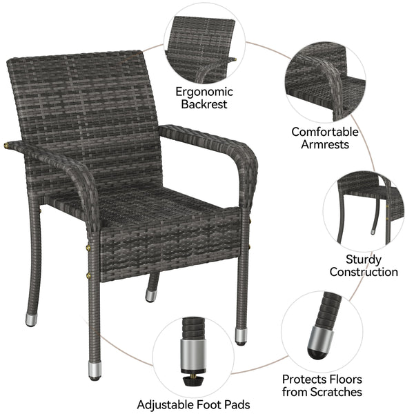 Stackable Outdoor Rattan Dining Chairs Set of 2