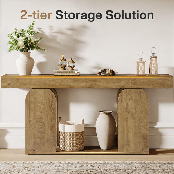 70.9-Inch Extra Long Sofa Console Table with Storage Shelf