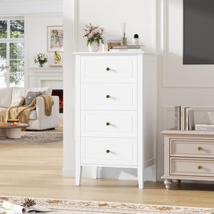 4-Drawer Wood Dresser with Metal Handles — White