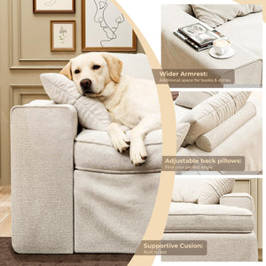 108-Inch Modular Cloud Sectional Sofa with Ottoman – Warm White