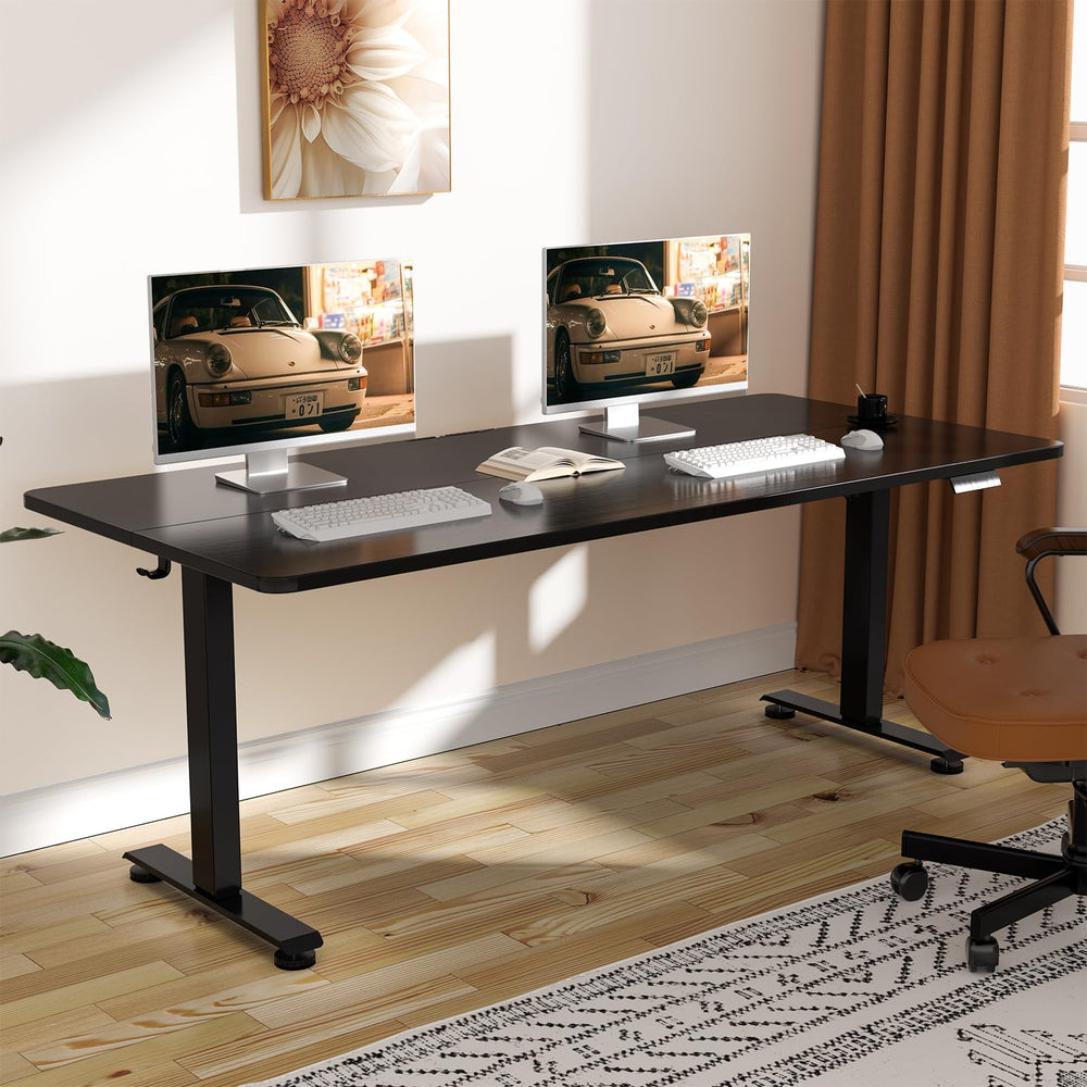 63 Inch Electric Standing Desk with Wood Desktop