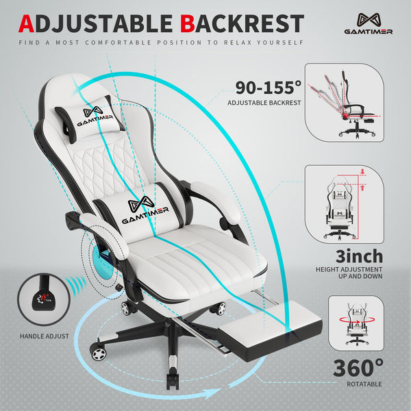 Ergonomic Gaming Chair with Footrest, Headrest & Lumbar Support – 400 lbs Capacity