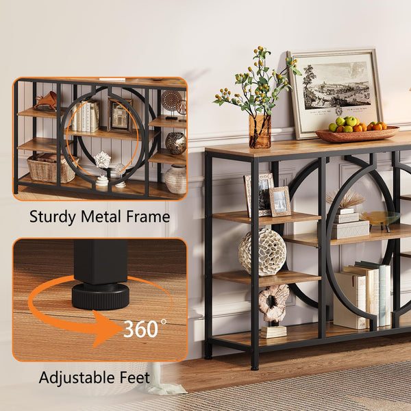 47" Industrial Console Table with 4-Tier Shelves