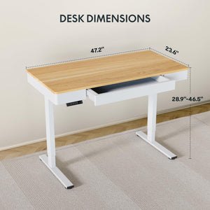 Electric Height-Adjustable Standing Desk with Drawer