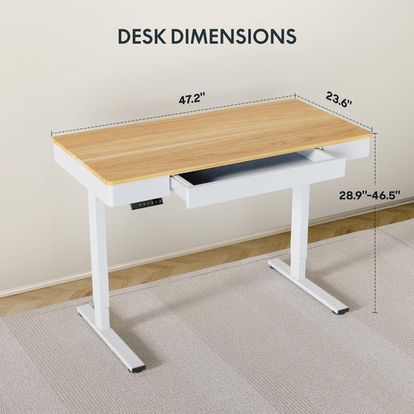 Electric Height-Adjustable Standing Desk with Drawer
