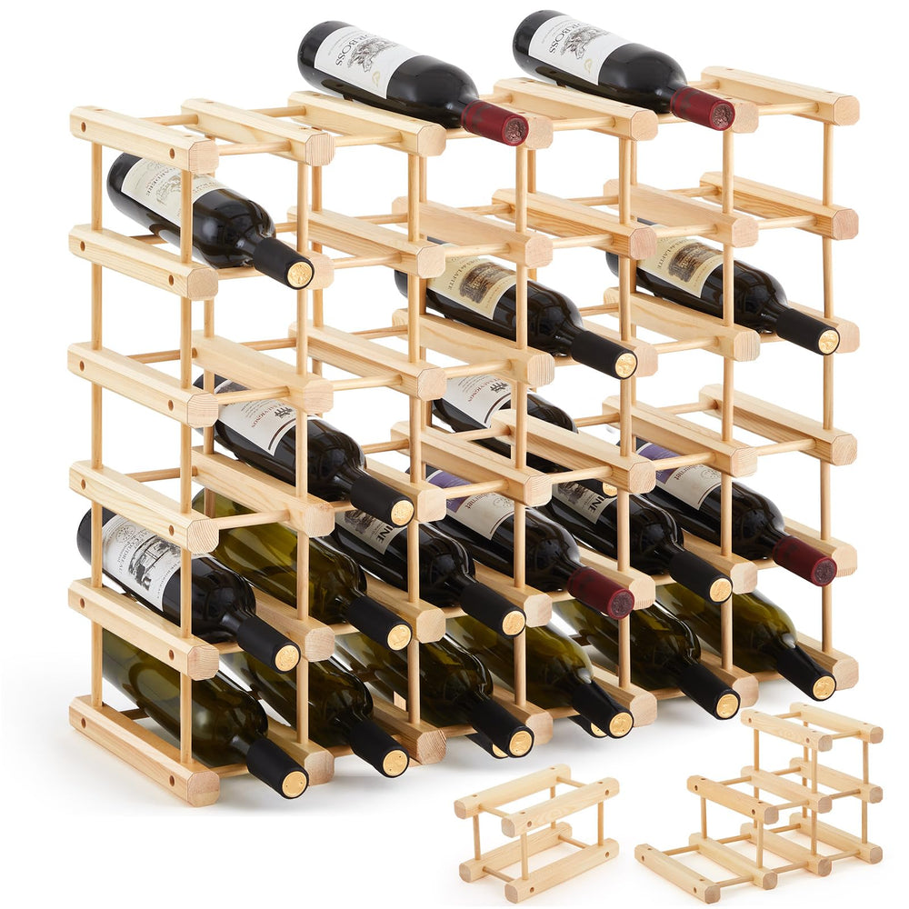 Stackable Wooden Wine Rack – 36 Bottle Modular Storage