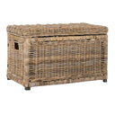 30" Wicker Storage Trunk with Removable Lid, Collapsible Rattan Chest