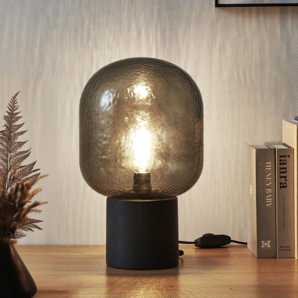 Cement Base LED Desk Lamp with Tinted Glass Shade