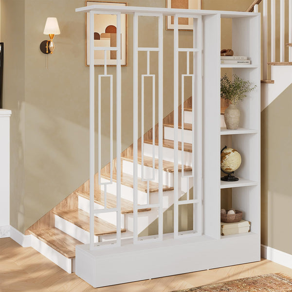 Room Divider Bookcase with Display Shelves, 70.9" H