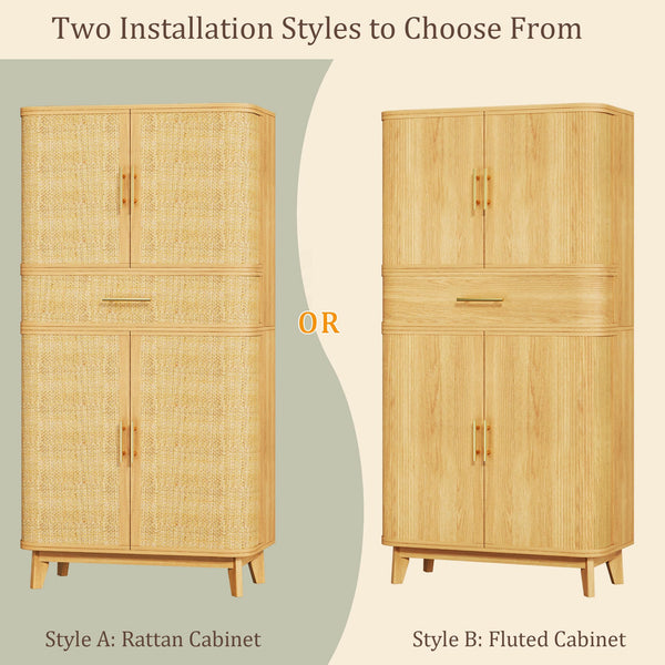 71" Curved Pantry Cabinet with Drawer & 4 Doors
