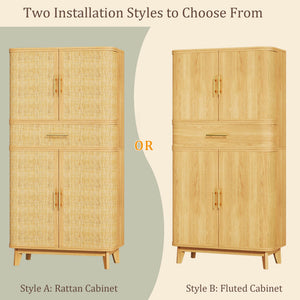 71" Tall Pantry Cabinet with Drawer, 4 Doors & 10 Storage Compartments