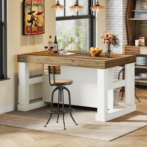 55-Inch Kitchen Island with Seating and Storage