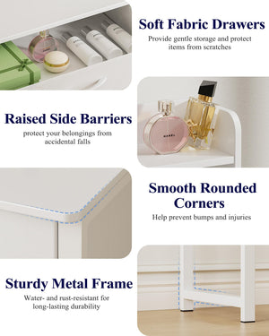 Lighted Vanity Desk with Mirror & Storage Drawers