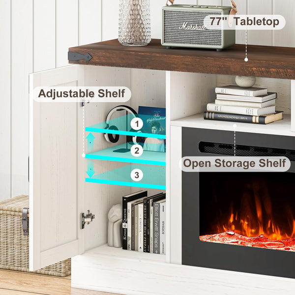 77" Fireplace TV Stand with 50" Electric Fireplace for TVs up to 85"
