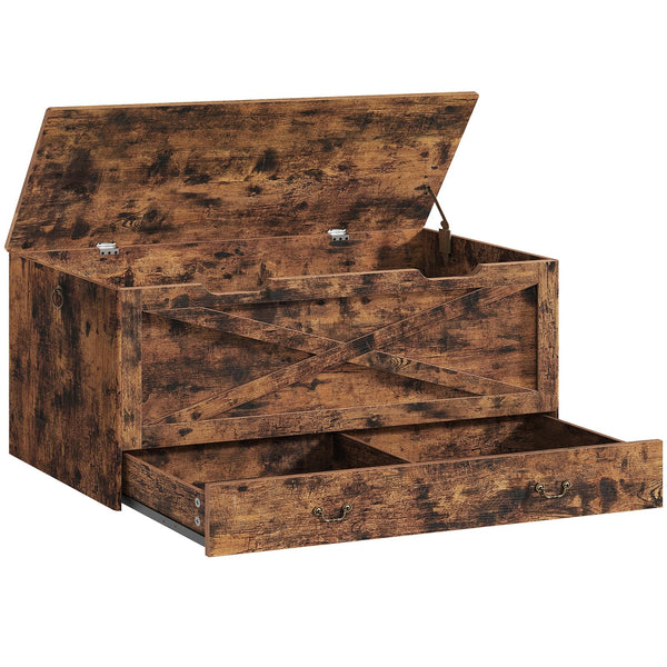 Storage Bench with Drawer, Lift Top & Pull Handles