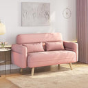 46" Modern Fabric Loveseat Sofa with Lumbar Pillows & Solid Wood Legs